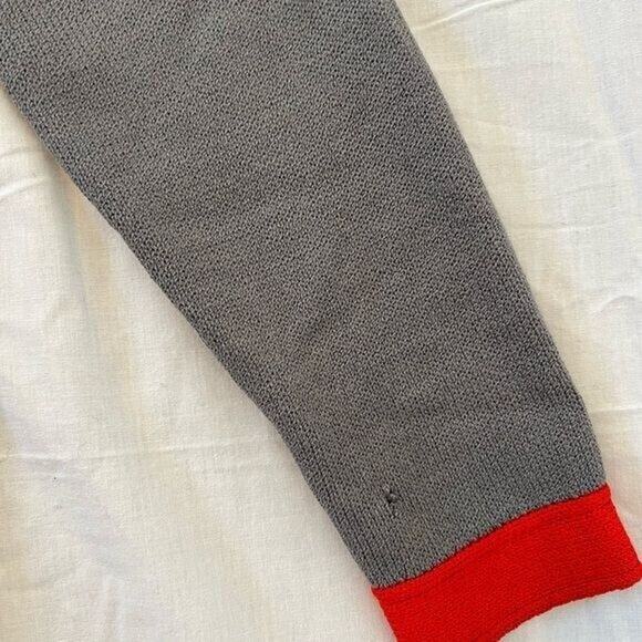Womens St. John Cardigan Sweater Sz 10 Button-Down Gray/Red color block piping - Picture 4 of 5